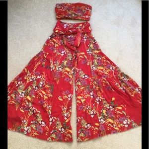 FREE PEOPLE ALOHA EXTREME FLARE WIDE LEG PRINTED PANTS S